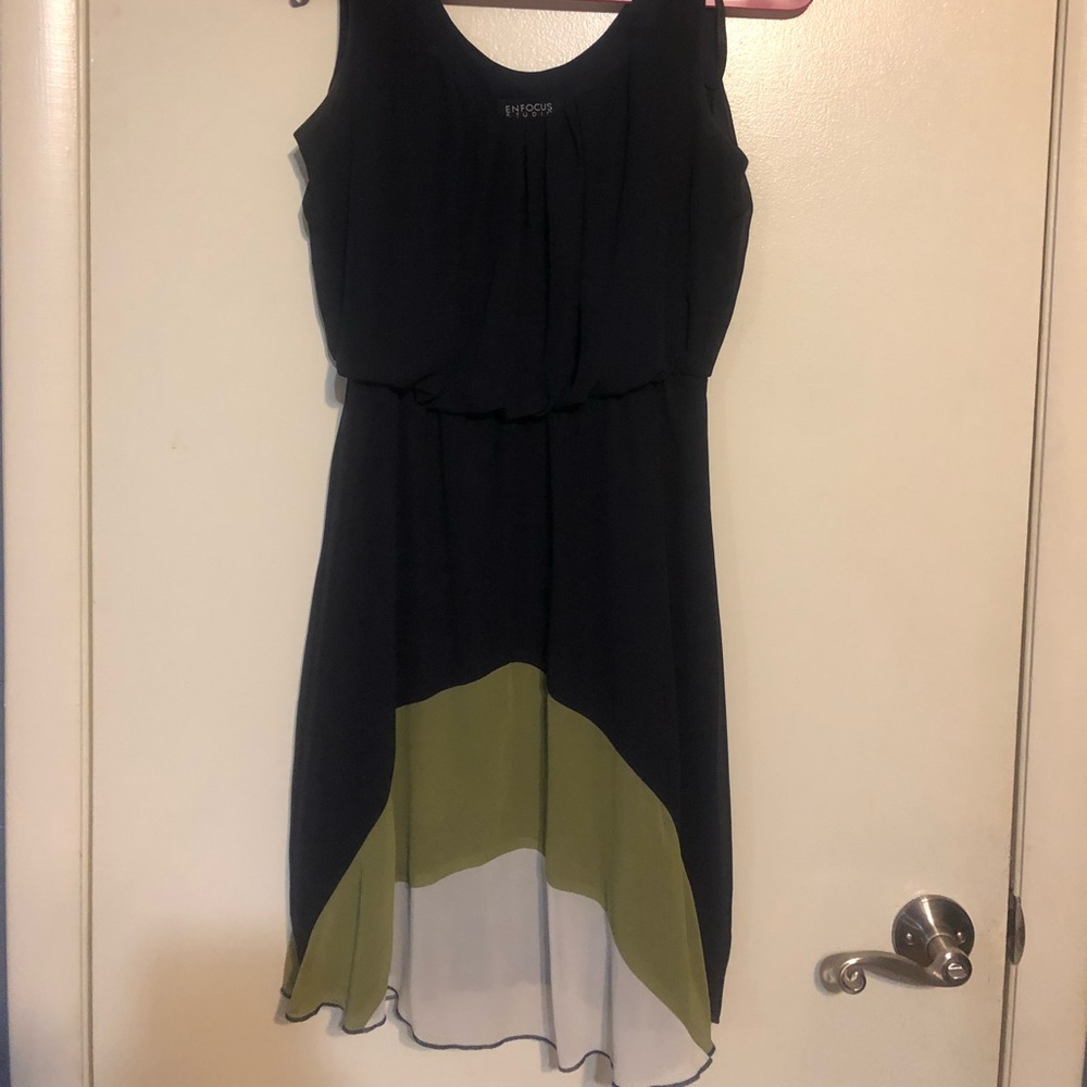 Navy Green and white Dress